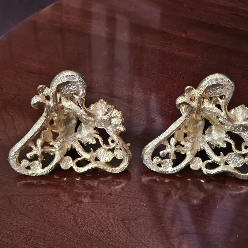 RARE 2 JAY STRONGWATER FLORA & FAUNA BLUSH ENAMEL CRYSTAL TAPER CANDLE HOLDER